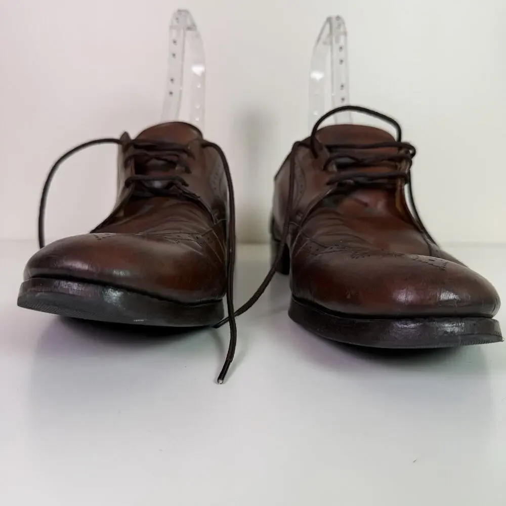 Allen Edmonds Carlton Brown Leather Wingtip Brogue Oxford Dress Shoes Men 14 USA